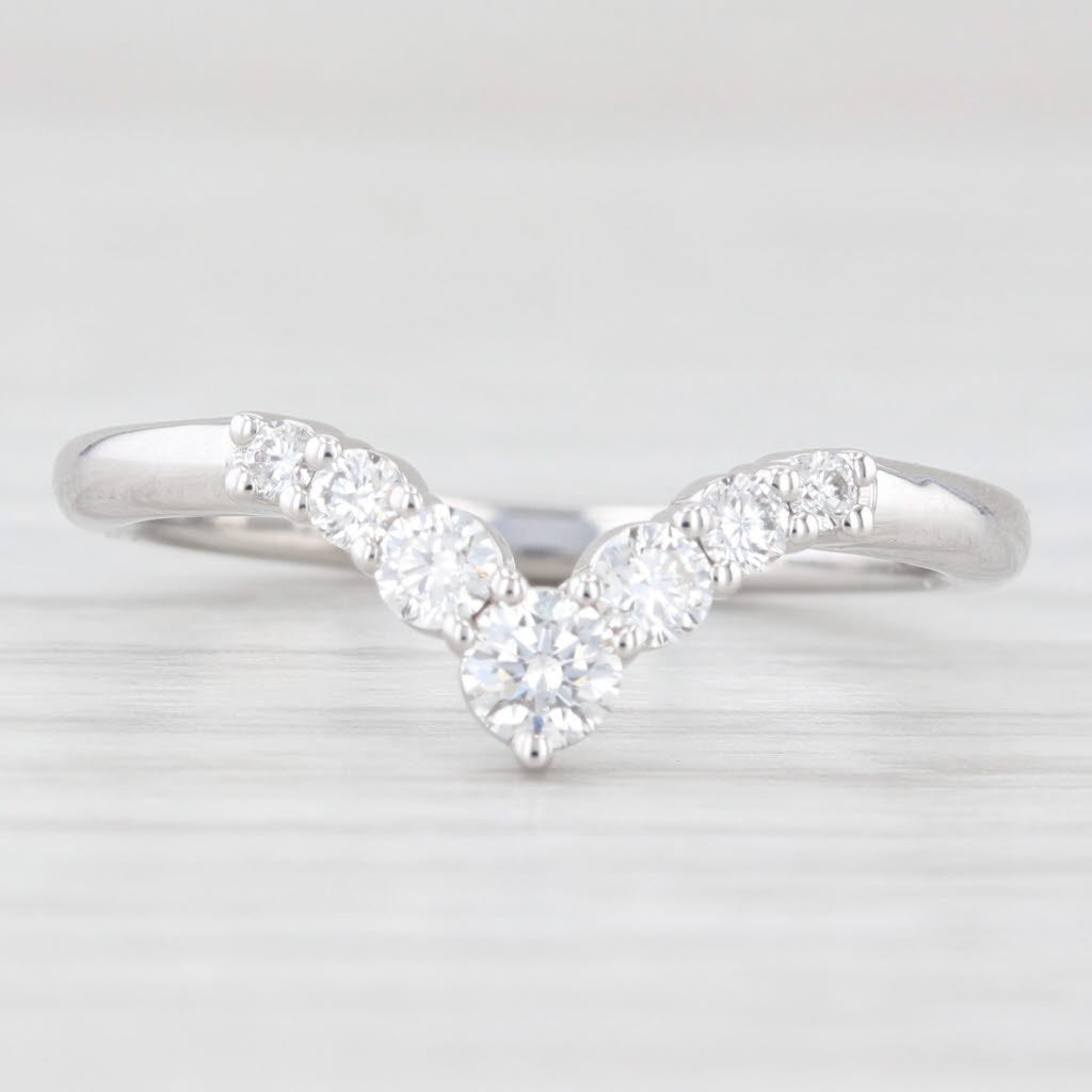 0.30ctw Diamond Contoured V Ring 14k Gold Size 6.5 Enhancer Guard Wedding Band