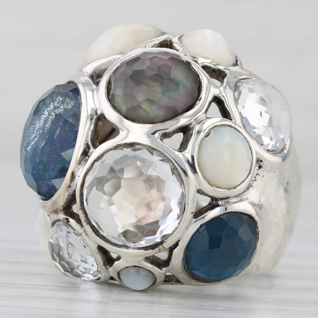 Light Gray Ippolita Rock Candy Collection Ring Sterling Silver Mother of Pearl Quartz