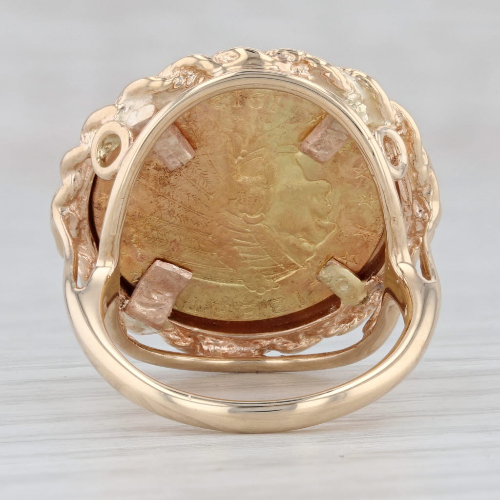 Gray 1912 2.5 Dollar Coin Ring 14k 22k Yellow Gold Size 7 Indian Head Eagle Signet