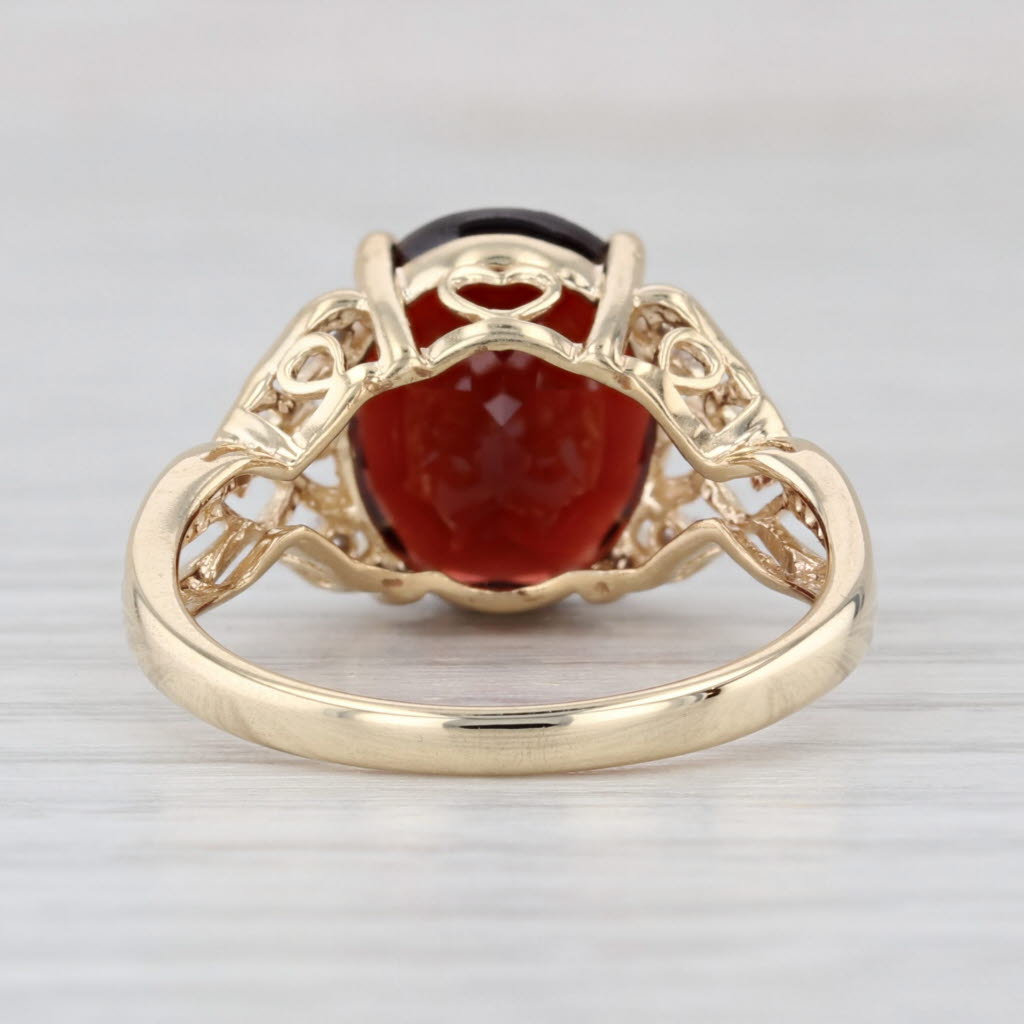 5.39ctw Oval Garnet Diamond Ring 10k Yellow Gold Size 7.5
