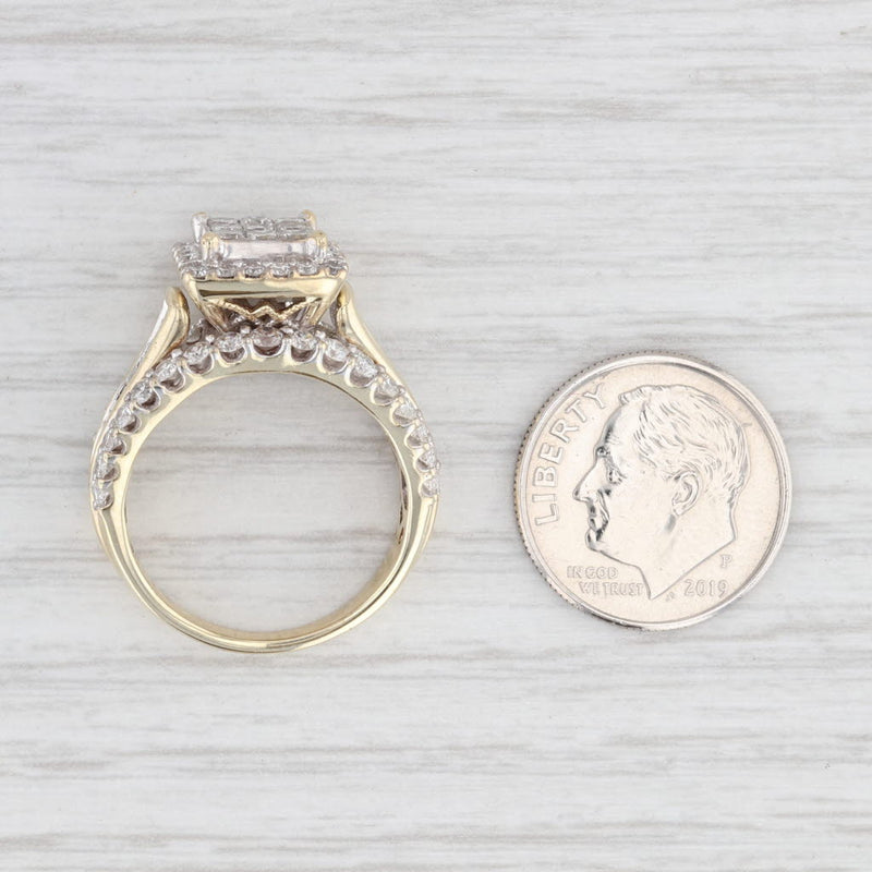 2.12ctw Diamond Princess Halo Engagement Ring 10k Yellow Gold Size 7.25