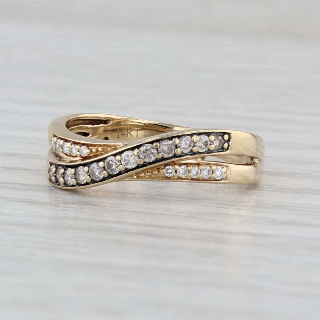 Le Vian 0.23ctw Diamond Cross Over Ring 14k Yellow Gold Size 6.75 Stackable Band