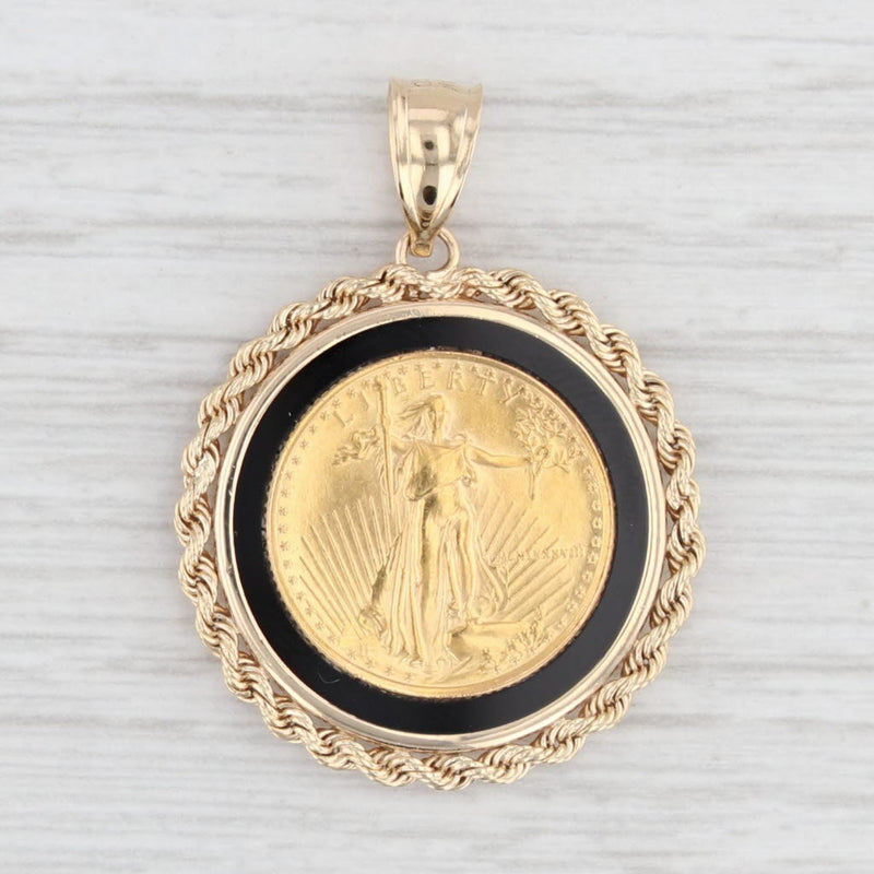 1988 Gold American Eagle Coin Pendant 14k Bezel 22k 1/10oz