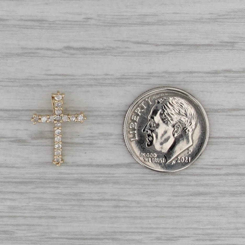 012ctw Diamond Cross Pendant 10k Yellow Gold Small Drop