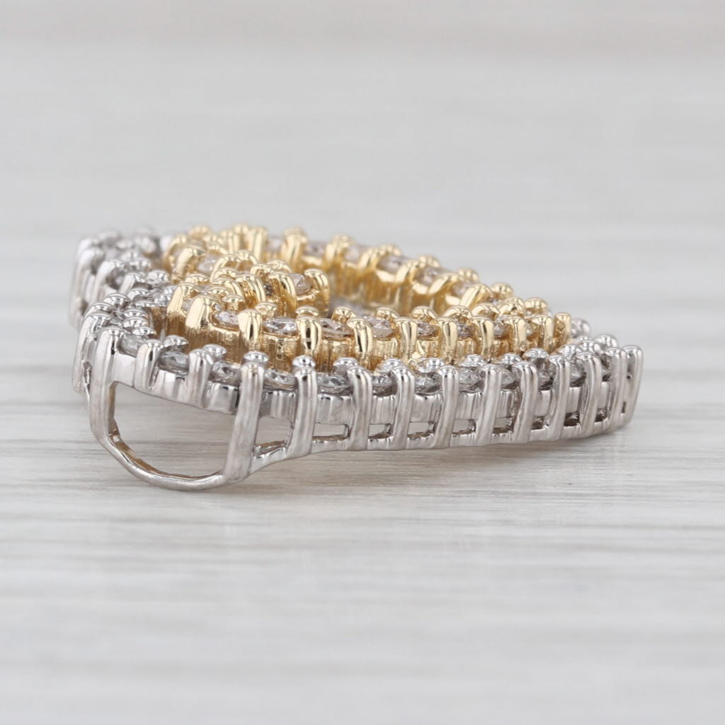 1ctw Diamond Double Open Heart Pendant 14k Yellow White Gold Floating Drop