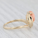 Vintage Coral Solitaire Ring 14k Yellow Gold Size 6.5 Diamond Accents