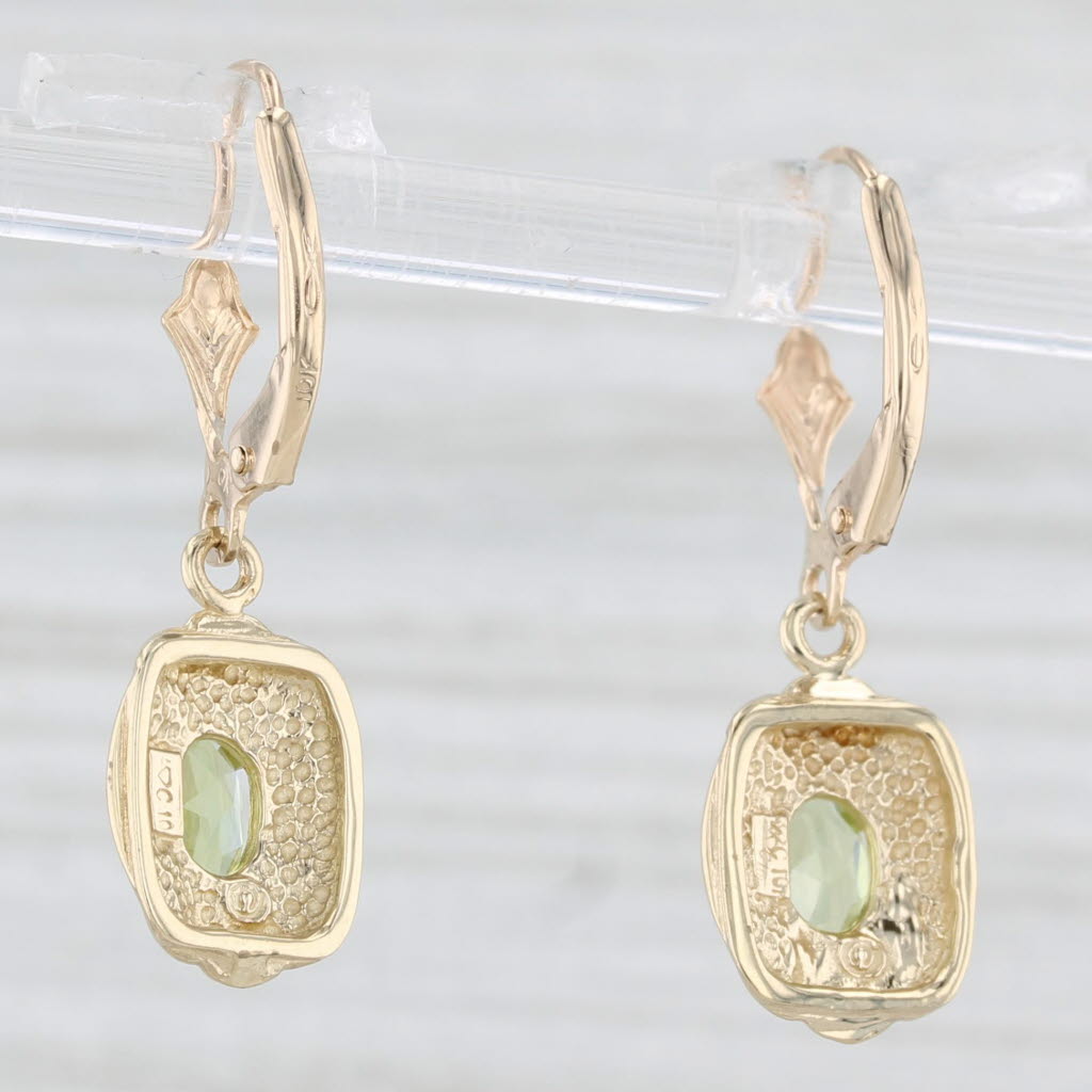 Light Gray 1ctw Peridot Dangle Earrings 10k Yellow Gold Lever Backs