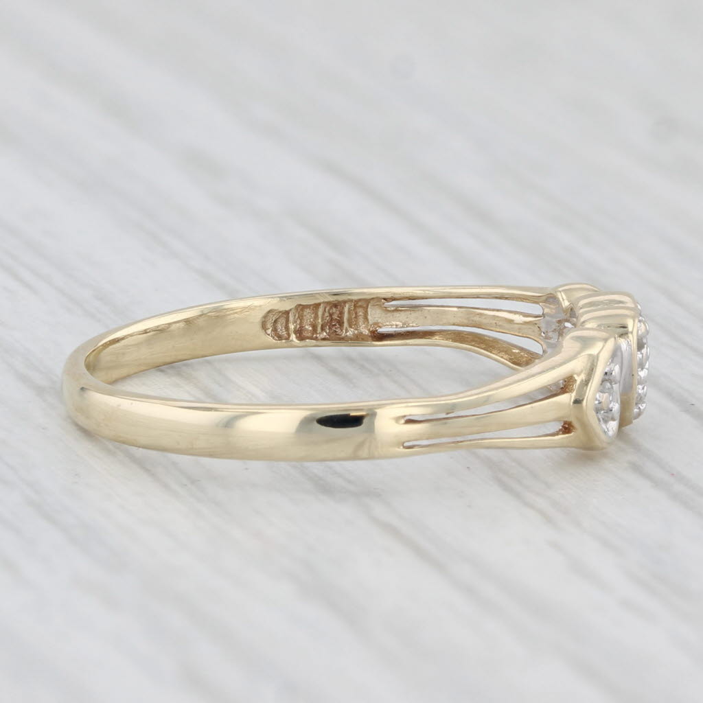 Light Gray Diamond Heart Ring 10k Yellow Gold Size 7.5 Stackable Band