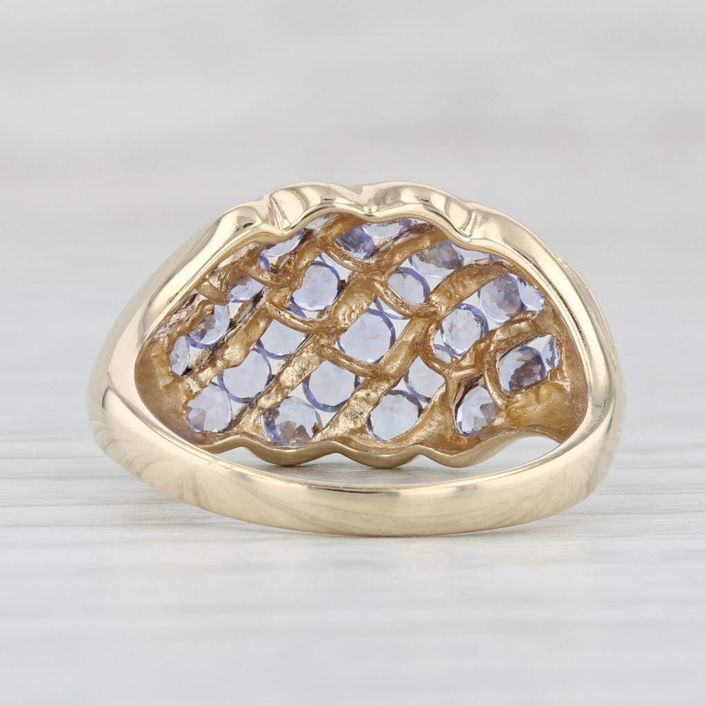 Light Gray 2.20ctw Tanzanite Scalloped Croissant Ring 10k Yellow Gold Size 8