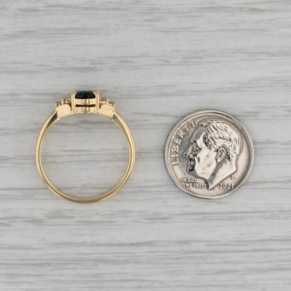 1.22ctw Blue Sapphire Diamond Ring 18k Yellow Gold Size 6.75