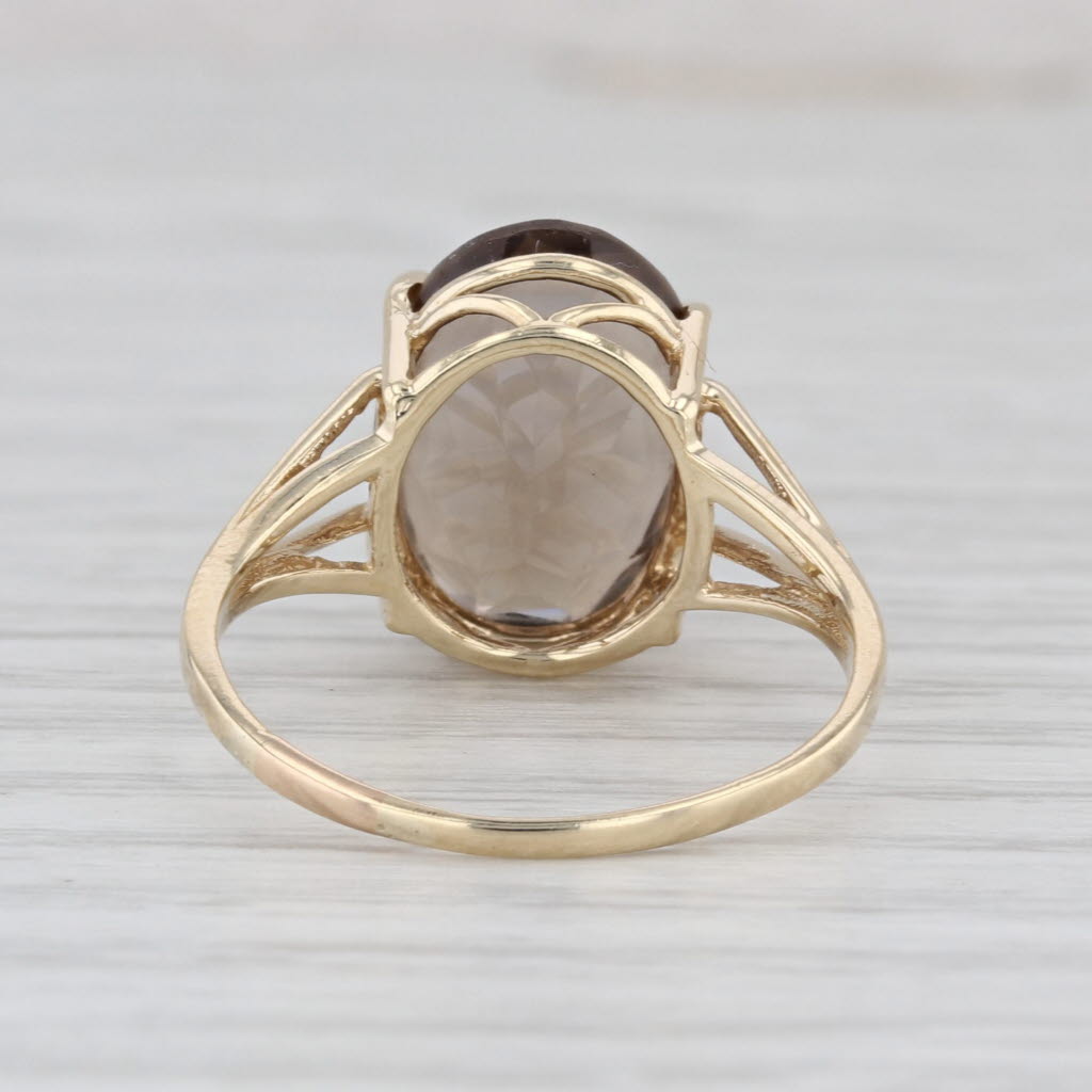 5.85ct Oval Smoky Quartz Oval Solitaire Ring 10k Yellow Gold Size 9