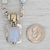 Gray Michael Dawkins Gemstone Pendant Necklace Sterling Silver 14k Gold 17.5"