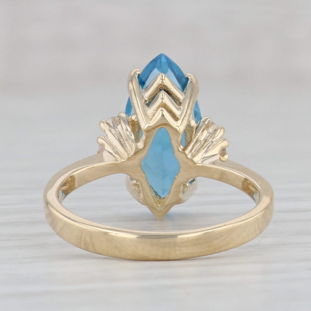 Gray 3.60ctw Marquise Blue Topaz Diamond Ring 14k Yellow Gold Size 6.25