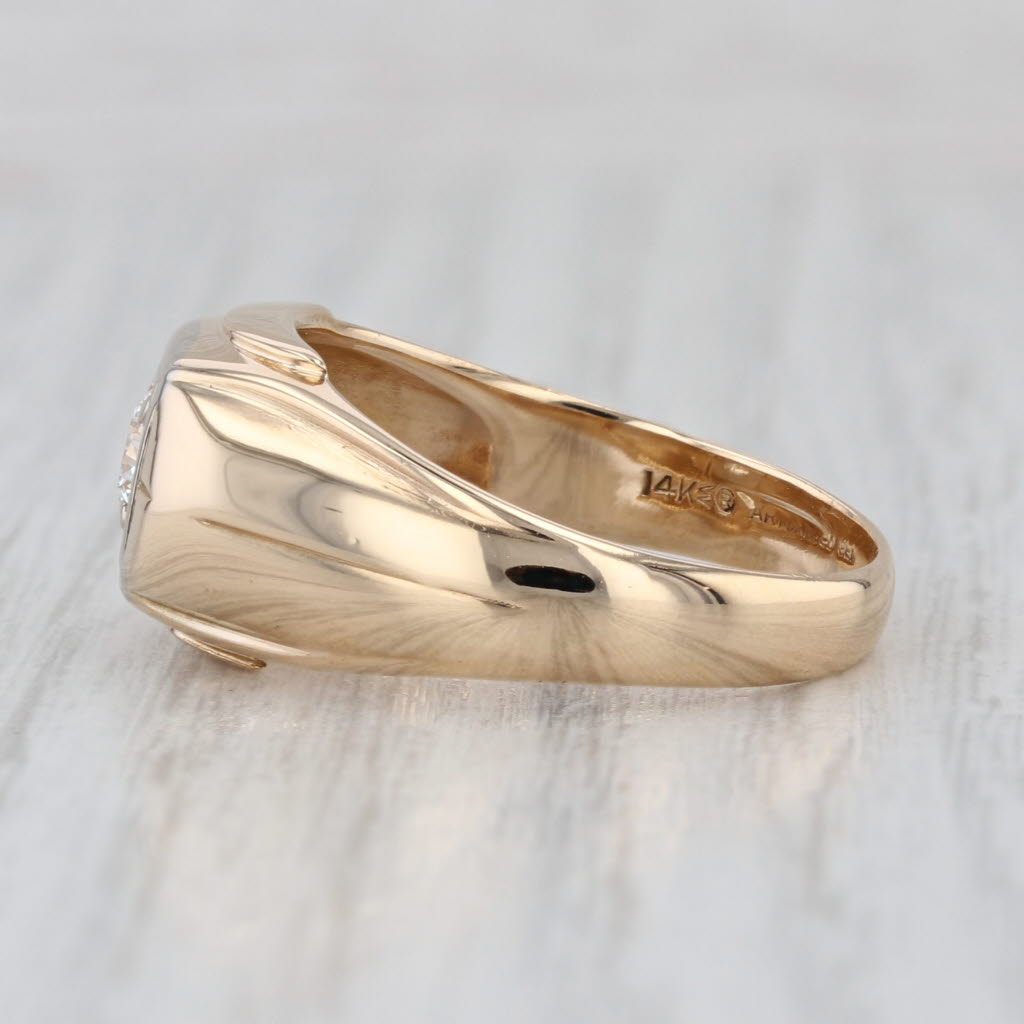 Vintage 0.35ct VS2 Diamond Solitaire Ring 14k Yellow Gold Men's