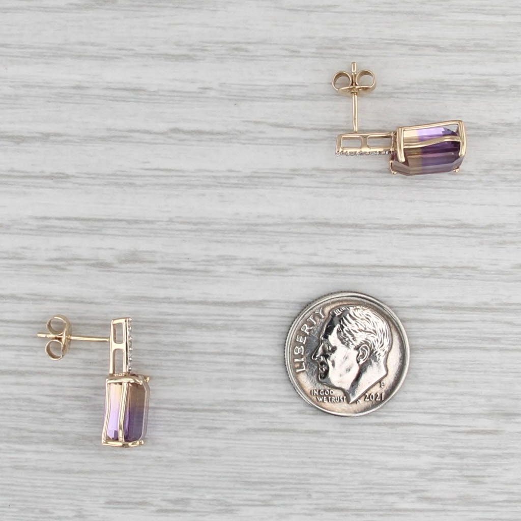 7.05ctw Ametrine Zircon Drop Earrings 14k Yellow Gold