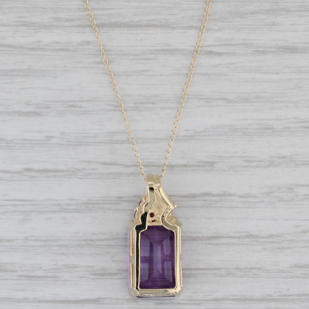 Gray 7.19ctw Amethyst Ruby Pendant 14k Yellow Gold 18" Curb Chain