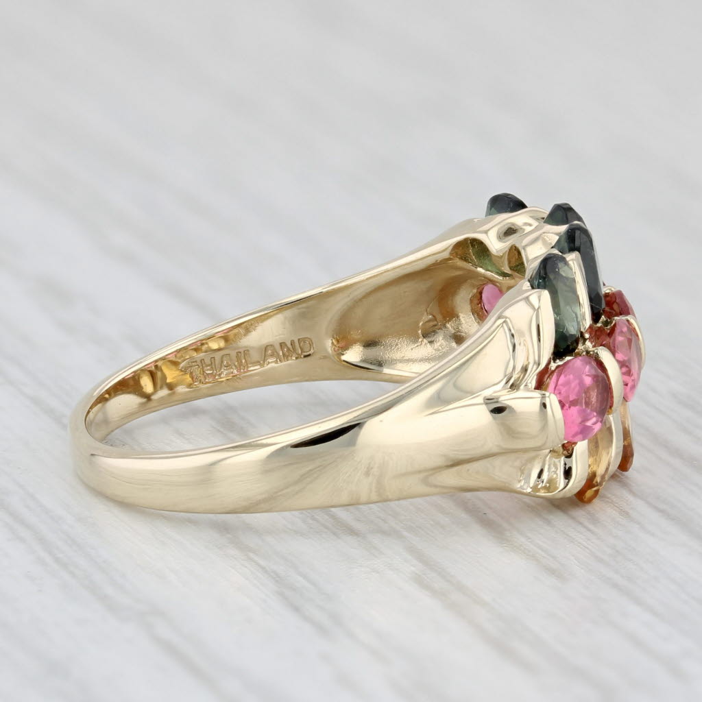Light Gray 2.60ctw Green Pink Yellow Tourmaline Ring 14k Yellow Gold Size 8.25