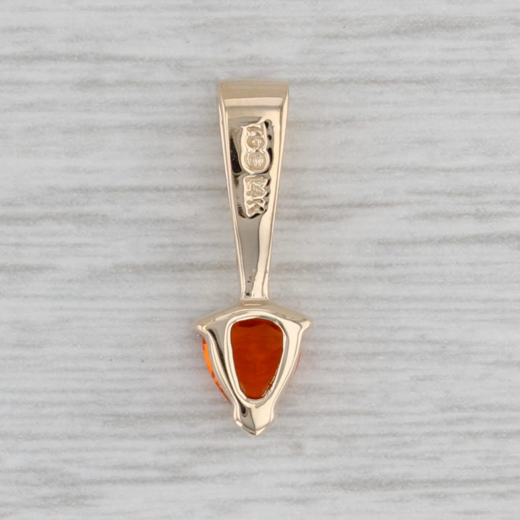 Gray 0.28ct Orange Fire Opal Pendant 14k Yellow Gold Small Solitaire Drop