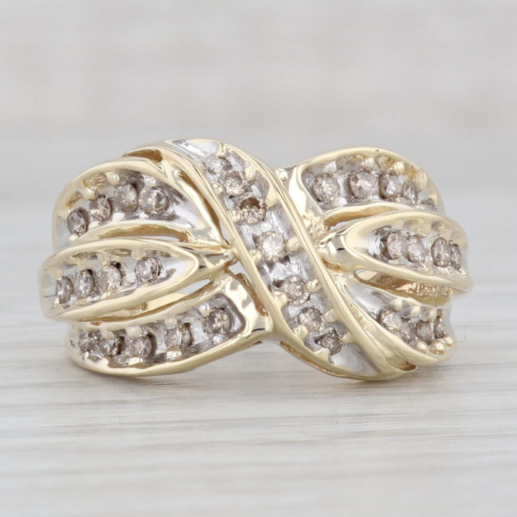 Light Gray 0.39ctw Diamond Knot Ring 10k Yellow Gold Size 5.75 Cocktail