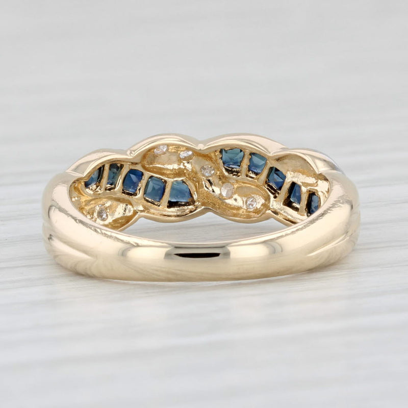 Light Gray 0.61ctw Blue Sapphire Diamond Woven Ring 14k Yellow Gold Size 6