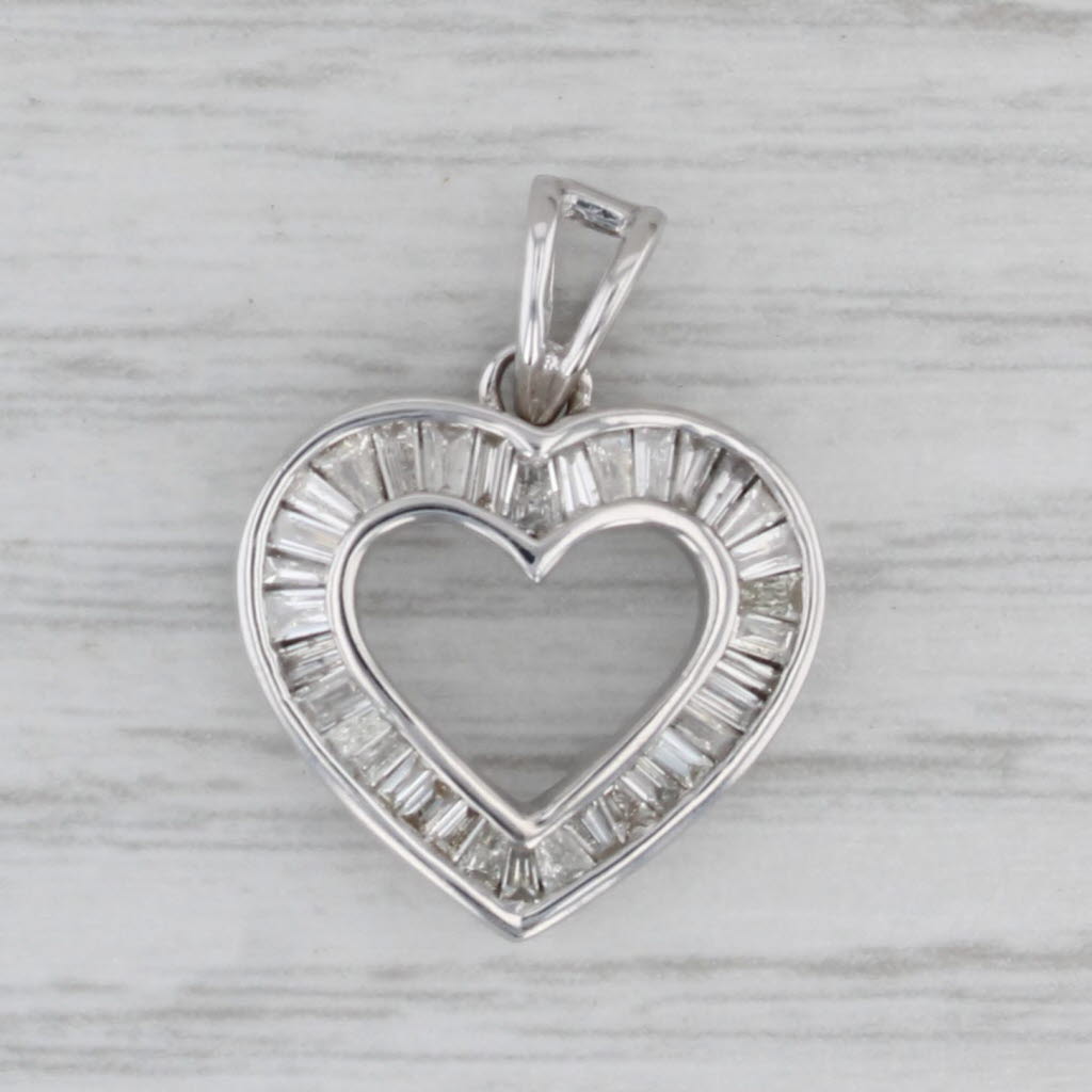 Gray 0.70ctw Diamond Open Heart Pendant 14k White Gold