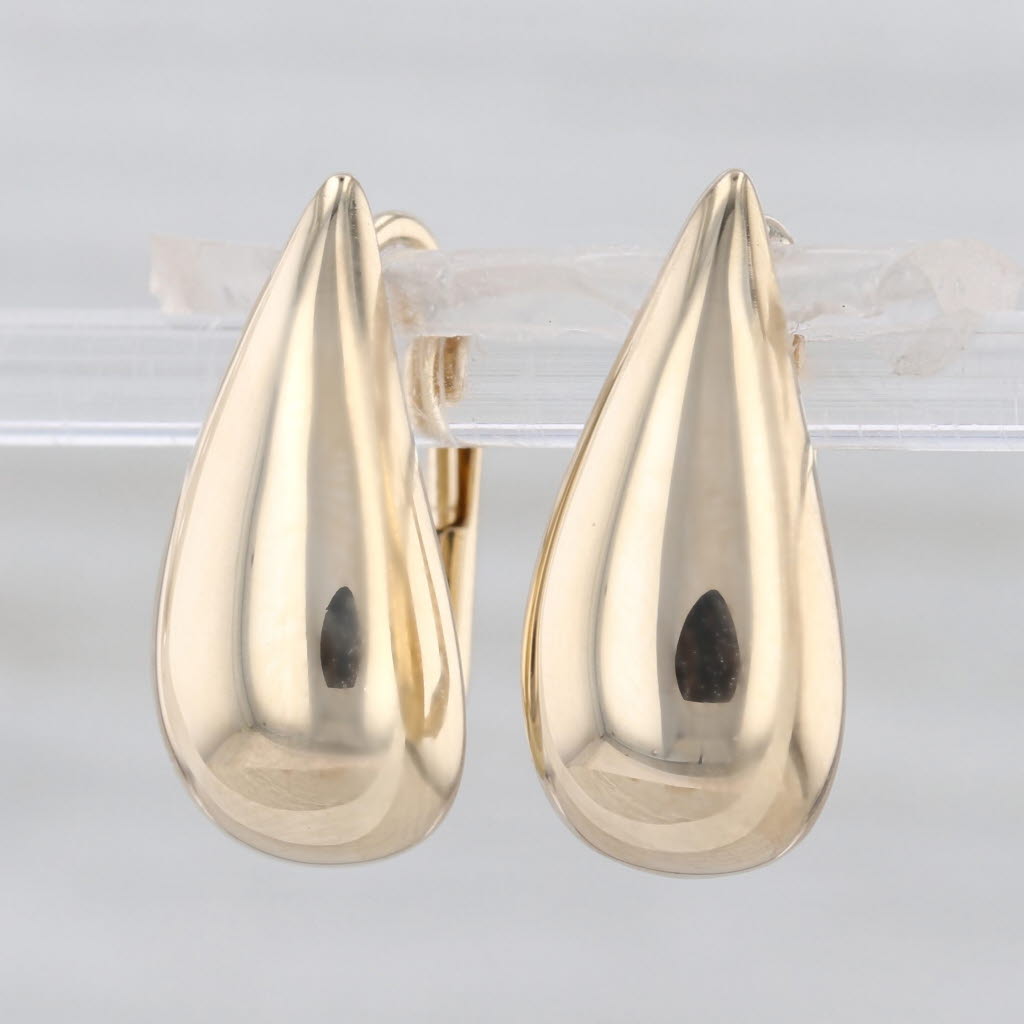 Teardrop Drop Earrings 14k Yellow Gold Lever Backs