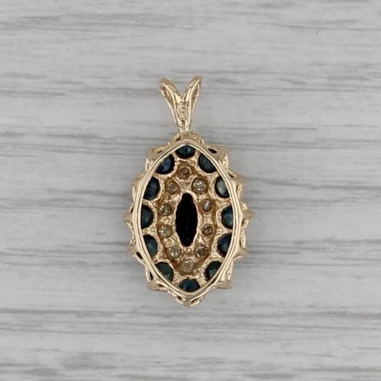 2.31ctw Blue Sapphire Diamond Halo Pendant 14k Yellow Gold