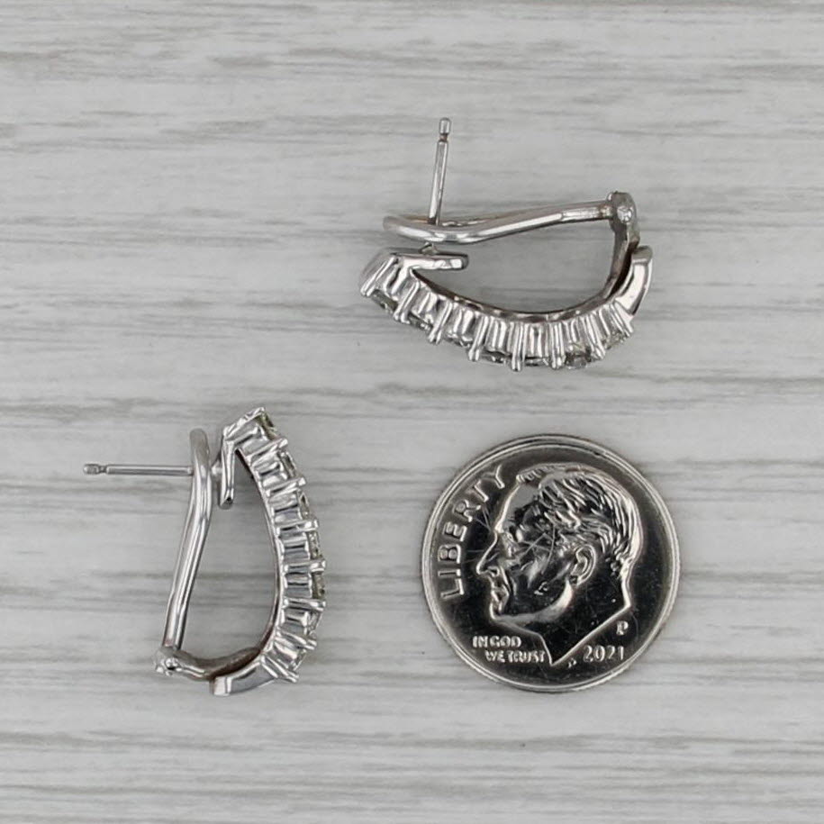 2ctw Diamond Drop Earrings 14k White Gold J-Hook Omega Backs