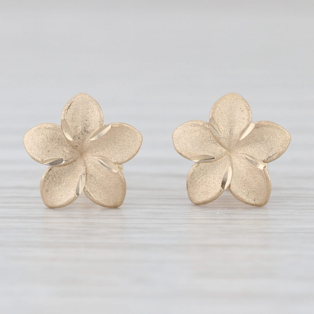 Small Flower Stud Earrings 14k Yellow Gold Floral Studs