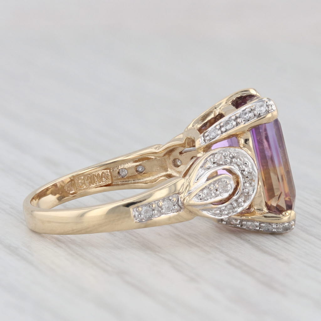 Light Gray 4.90ctw Purple Yellow Ametrine Diamond Ring 10k Yellow Gold Size 6