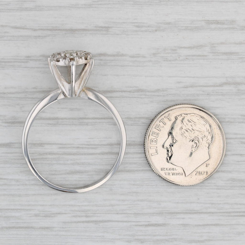 Gray Vintage 0.41ctw Diamond Cluster Vintage Engagement Ring 10k White Gold Sz 10.25