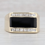 Light Gray Onyx Diamond Men's Ring 14k Yellow Gold Size 9.75