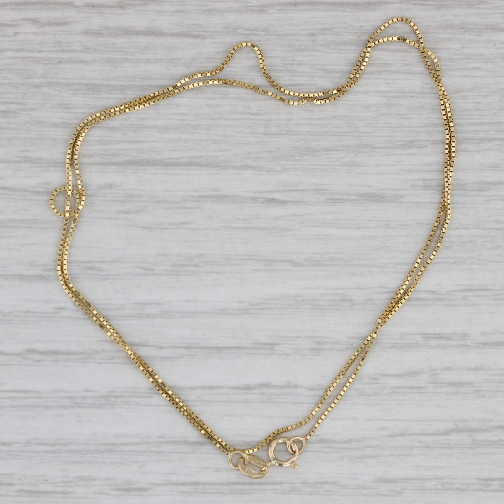 Gray 16" Box Chain Necklace 14k Yellow Gold 0.6mm