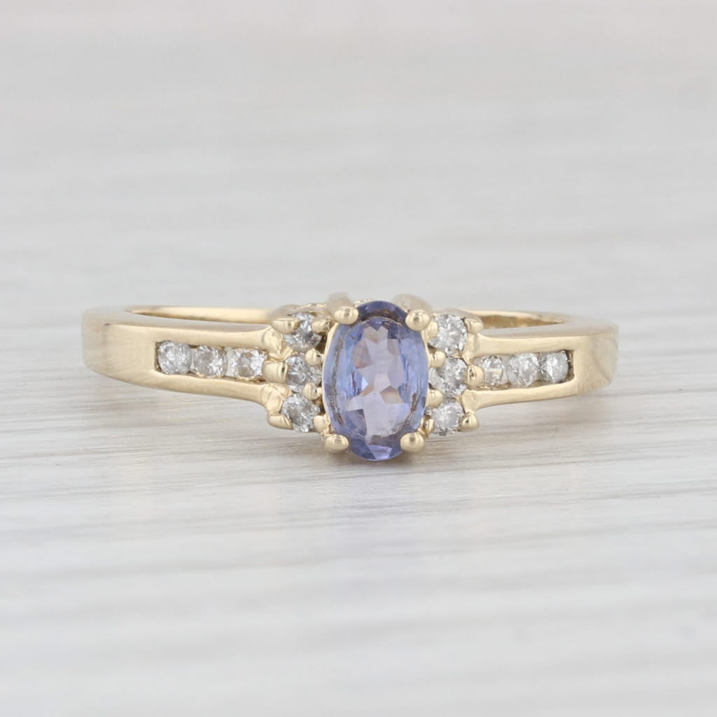 Light Gray 0.68ctw Oval Tanzanite Diamond Ring 14k Yellow Gold Size 7