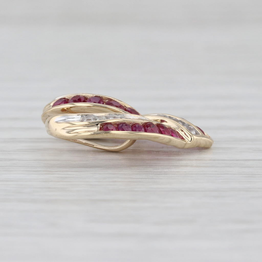 1ctw Red Ruby White Sapphire Open Heart Pendant 14k Yellow Gold