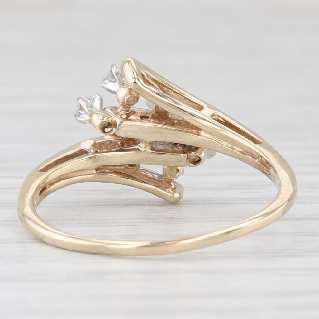 Light Gray Diamond Spray Bypass Ring 14k Yellow Gold Size 8