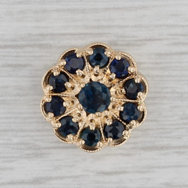1.25ctw Blue Sapphire Flower Slide Bracelet Charm 14k Yellow Gold Vintage EC