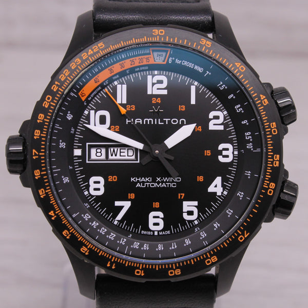 Hamilton Khaki X Wind 45mm Black PVD Automatic Mens Watch Original Strap Box