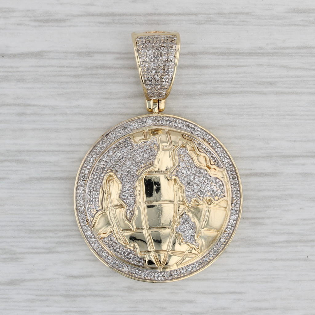 Gray 0.36ctw Diamond Globe Pendant 10k Yellow Gold