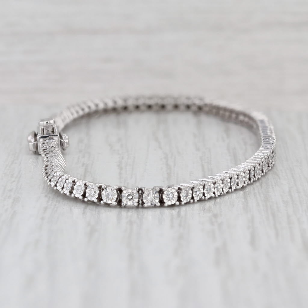 New 0.60ctw Diamond Tennis Bracelet 10k White Gold 8.75" 3mm