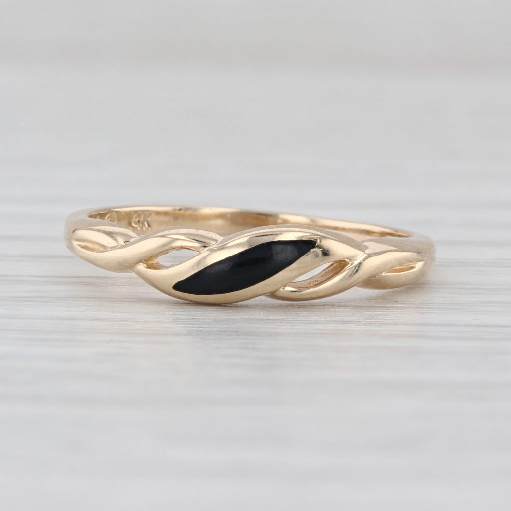 Kabana Onyx Woven Ring 14k Yellow Gold Stackable Band Size 6.5
