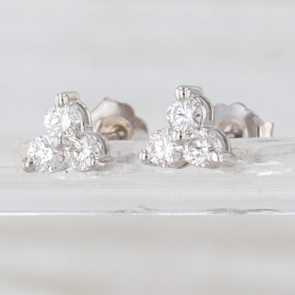 0.52ctw Diamond Cluster Stud Earrings 18k White Gold Studs