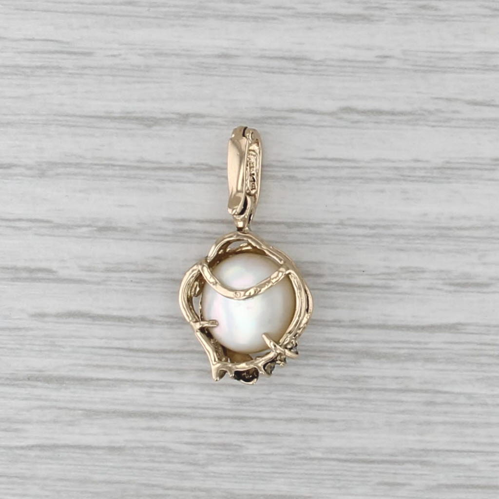 Mabe Pearl Diamond Enhancer Pendant 14k Yellow Gold Enhancer Clip Bail