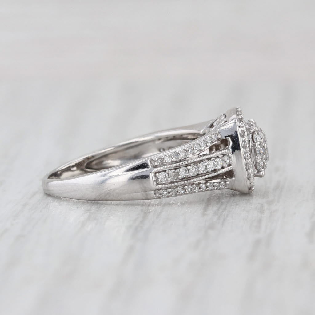 0.42ctw Diamond Cluster Halo Engagement Ring 10k White Gold Size 7