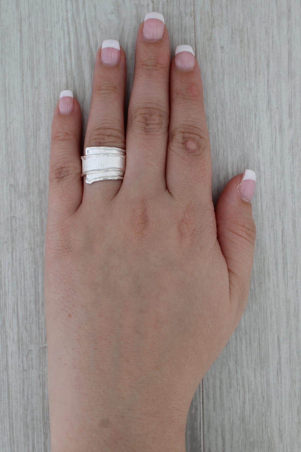 Milor Italy Statement Ring Brushed Sterling Silver Size 8 Band