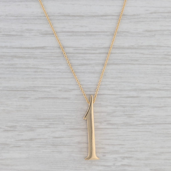 Lucky Number 1 18K Yellow Gold Pendant 18" Necklace