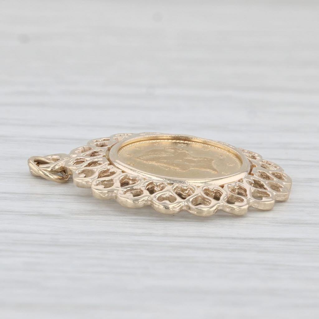 Light Gray Authentic One Dollar 1851 Liberty Head Coin Pendant 14k 900 Yellow Gold