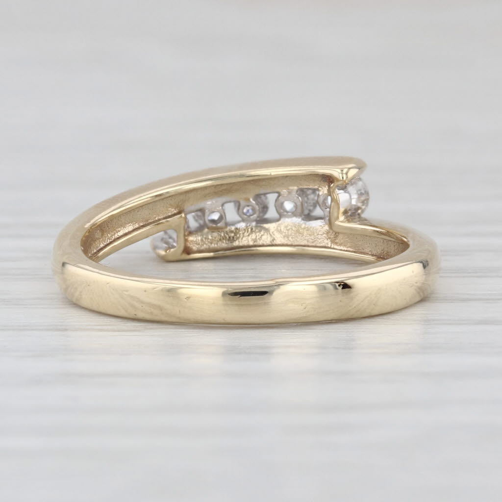 0.15ctw Diamond Bypass Ring 10k Yellow Gold Size 6.25 Wedding Band Stackable
