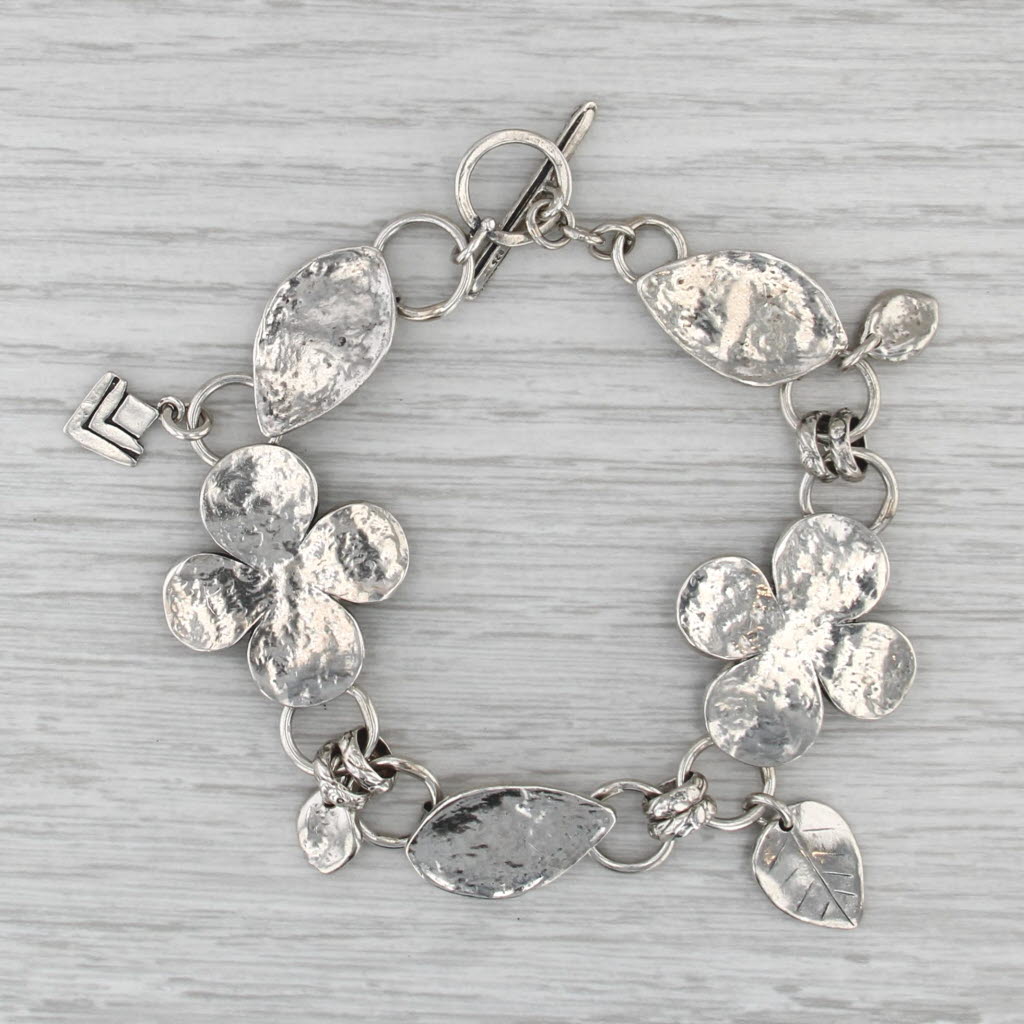 Silpada Lady Luck B1705 Bracelet Shamrock Leaf Sterling Silver 8" Statement