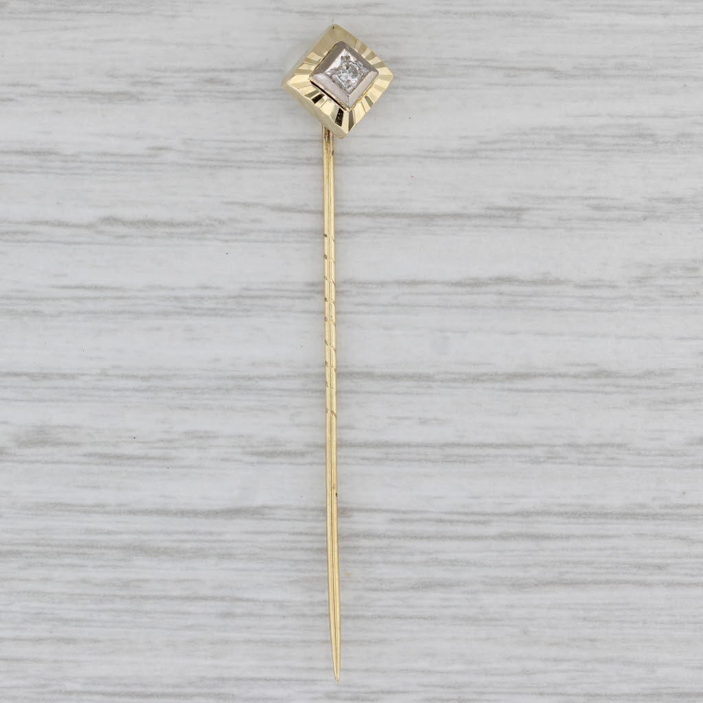 Gray Vintage Diamond Stickpin 14k Yellow Gold